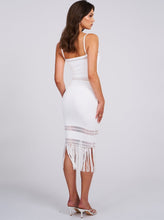 Load image into Gallery viewer, Soraya White Knit Fringe Midi Dress

