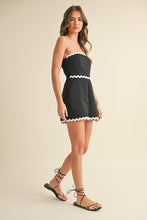 Load image into Gallery viewer, Linen Black Trim Romper
