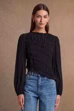 Load image into Gallery viewer, Mocha Ruched Long Sleeve Asymmetrical Hem Top
