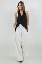 Load image into Gallery viewer, Lace Contrast Satin Tank With Tie Black
