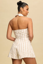Load image into Gallery viewer, Nude Stripe Tie Romper
