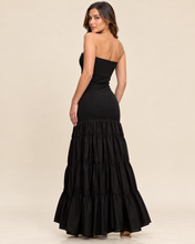Load image into Gallery viewer, Marietta Foldover Strapless Black Dress
