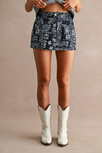 Load image into Gallery viewer, Navy Paisley High-waisted Mini Skort
