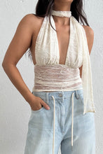 Load image into Gallery viewer, Lace Halter Neck Top with Scarf Detail
