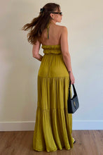 Load image into Gallery viewer, Tuscany Golden Satin Maxi Dress
