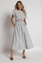 Load image into Gallery viewer, Linen Striped Maxi Skirt Set
