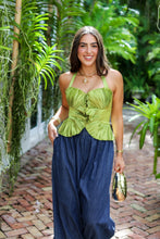 Load image into Gallery viewer, Olive Pleated Halter Top
