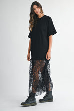 Load image into Gallery viewer, Oversized T Shirt Sheer Lace Maxi Dress
