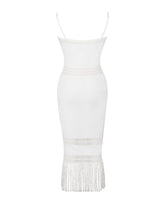 Load image into Gallery viewer, Soraya White Knit Fringe Midi Dress
