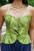 Load image into Gallery viewer, Olive Pleated Halter Top

