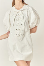 Load image into Gallery viewer, Lace Up Puffed Sleeve Mini Dress
