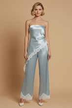 Load image into Gallery viewer, Ice Blue Satin Lace Pant Set
