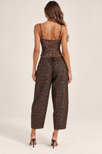 Load image into Gallery viewer, Red Brown Leopard Drawstring Crop Pant
