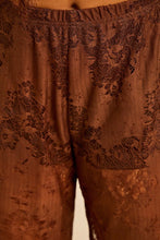 Load image into Gallery viewer, Chocolate Brown Satin Lace Pant Set
