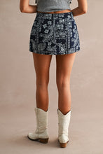 Load image into Gallery viewer, Navy Paisley High-waisted Mini Skort
