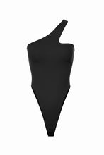 Load image into Gallery viewer, Black Double Layer One Shoulder Bodysuit (Copy)
