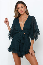 Load image into Gallery viewer, Teal Ruffle Tie Romper
