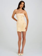 Load image into Gallery viewer, Dalilah Butter Yellow Double Breast Mini Pencil Dress
