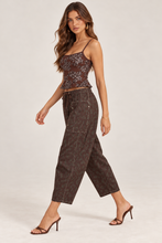 Load image into Gallery viewer, Red Brown Leopard Drawstring Crop Pant
