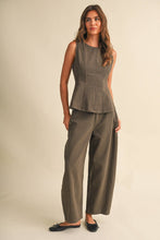 Load image into Gallery viewer, Mocha Striped Barrel Pant Set
