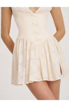 Load image into Gallery viewer, Zahara Off White Jacquard Drop Waist Mini Dress
