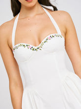 Load image into Gallery viewer, Nina White Embroidered Halter Mini Dress
