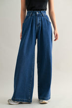 Load image into Gallery viewer, Indigo Denim Pleated Wide Leg Pant
