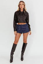 Load image into Gallery viewer, Black Faux Leather Crop Jacket
