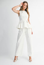 Load image into Gallery viewer, White Peplum Denim Top &amp; Pant Set
