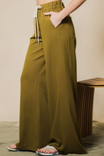 Load image into Gallery viewer, Olive Lightweight Wide Leg Pants with Front Tie
