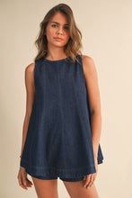Load image into Gallery viewer, Sleeveless Dark Denim Shorts Set
