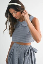 Load image into Gallery viewer, Gingham Plaid Collar Top and Midi Skirt Set
