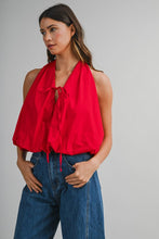 Load image into Gallery viewer, Poppy Red Halter Bubble Top
