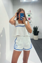 Load image into Gallery viewer, Seashell Trim White Short Set
