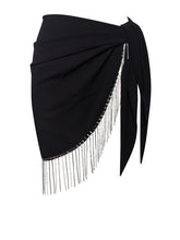 Load image into Gallery viewer, Black Rhinestone Fringe Sarong
