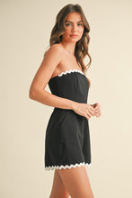 Load image into Gallery viewer, Linen Black Trim Romper
