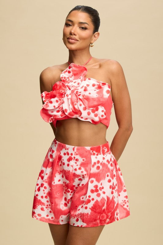 Micah Top + Short Set- Red