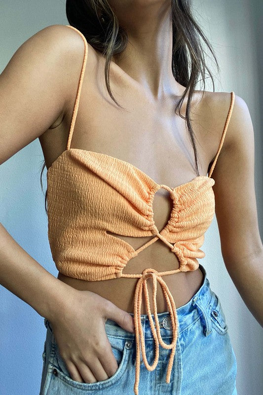 Tangerine Textured Crop Top