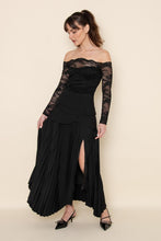 Load image into Gallery viewer, Nya Black Pleated Midi Skirt
