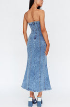 Load image into Gallery viewer, Strapless Detail Denim Dress
