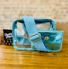 Load image into Gallery viewer, Clear Stadium Crossbody Bag- Metallic Blue
