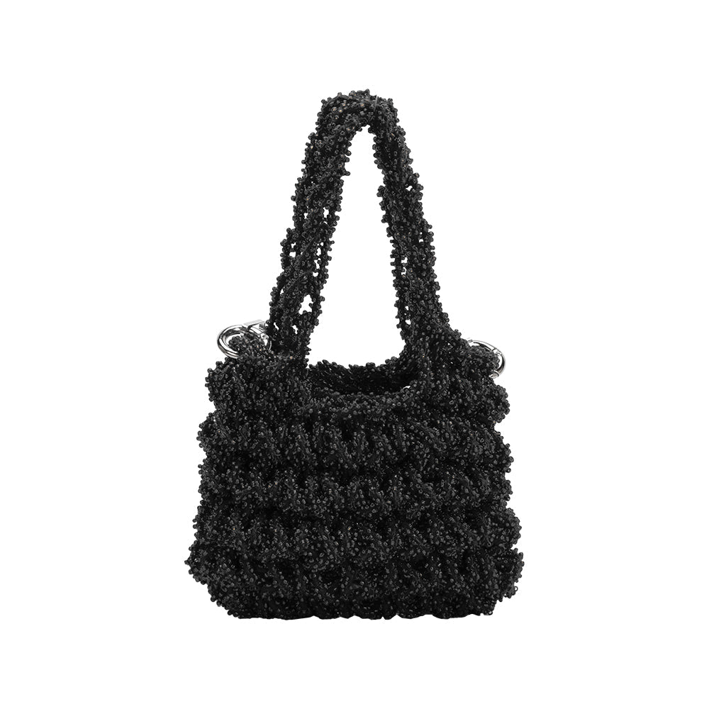 Black Mini Beaded Crossbody Bag