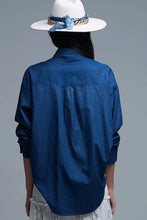 Load image into Gallery viewer, Denim Shirt with Gold Abstract Buttons

