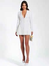 Load image into Gallery viewer, White Blazer Dress with Pleated Detail
