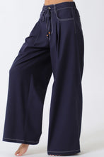 Load image into Gallery viewer, Navy Contrast Stitch Wide Leg Pant

