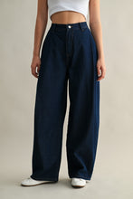 Load image into Gallery viewer, Dark Navy Pleat Detail Denim Pant
