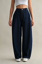 Load image into Gallery viewer, Dark Navy Pleat Detail Denim Pant
