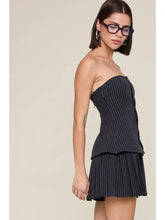 Load image into Gallery viewer, Pinstripe Tailored Black Mini Dress

