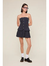 Load image into Gallery viewer, Pinstripe Tailored Black Mini Dress
