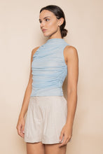 Load image into Gallery viewer, Ruched Mesh Top- Light Blue
